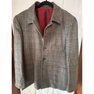 Men's American Chang Blazer Size 44 Gray Plaid Wool